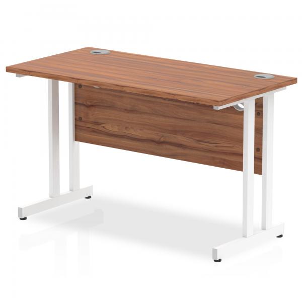 Dynamic Mi001915 Scrivania (impulse 1200 X 600mm Straight Desk Walnut Top White Cantilever Leg Mi001915 Dd)