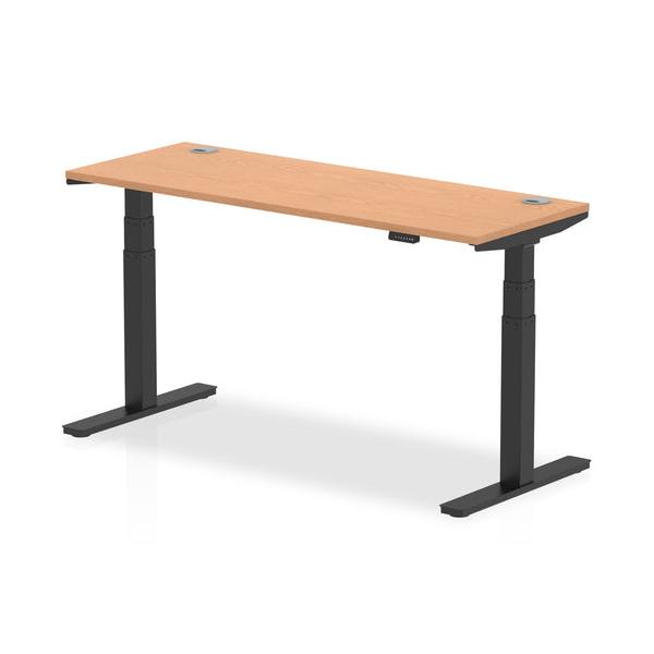 Dynamic Air Slimline Nero, Colore Quercia (dynamic Air 1600 X 600mm Height Adjustable Desk Oak Top Cable Ports Black Leg Ha01243 Dd)