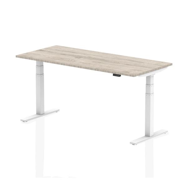 Dynamic Air Grigio, Bianco (dynamic Air 1800 X 800mm Height Adjustable Desk Grey Oak Top White Leg Ha01168 Dd)
