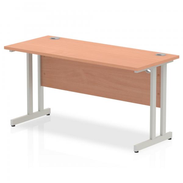Dynamic Mi003352 Scrivania (impulse 1400 X 600mm Straight Desk Grey Oak Top Black Cantilever Leg Mi003352 Dd)