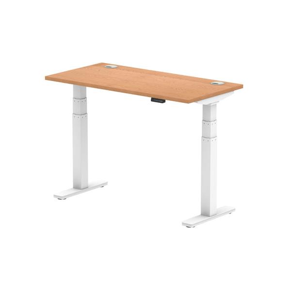 Dynamic Air Slimline Colore Quercia, Bianco (dynamic Air 1200 X 600mm Height Adjustable Desk Oak Top Cable Ports White Leg Ha01157 Dd)