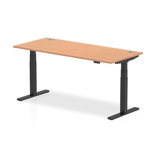 Dynamic Air Nero, Colore Quercia (dynamic Air 1800 X 800mm Height Adjustable Desk Oak Top Cable Ports Black Leg Ha01224 Dd)