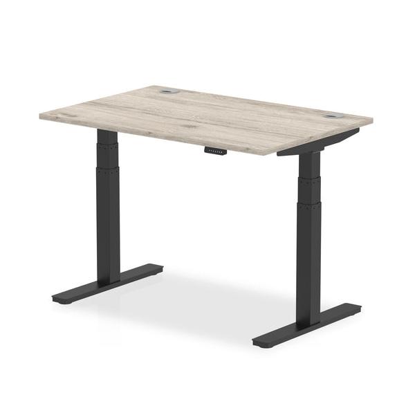 Dynamic Air Nero, Grigio (dynamic Air 1200 X 800mm Height Adjustable Desk Grey Oak Top Cable Ports Black Leg Ha01249 Dd)