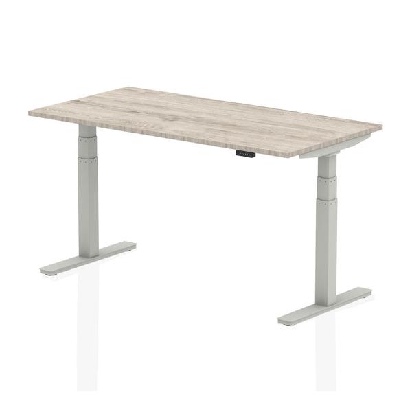 Dynamic Air Grigio, Argento (dynamic Air 1600 X 800mm Height Adjustable Desk Grey Oak Top Silver Leg Ha01165 Dd)