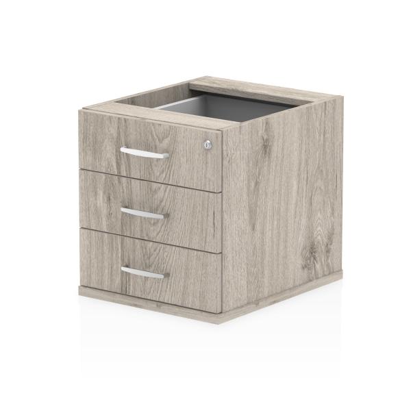 Dynamic I003220 Cassettiera Ufficio Quercia, Grigio Truciolare Rivestito Di Melamina [mfc] (impulse 3 Drawer Fixed Pedestal Grey Oak I003220 Dd)