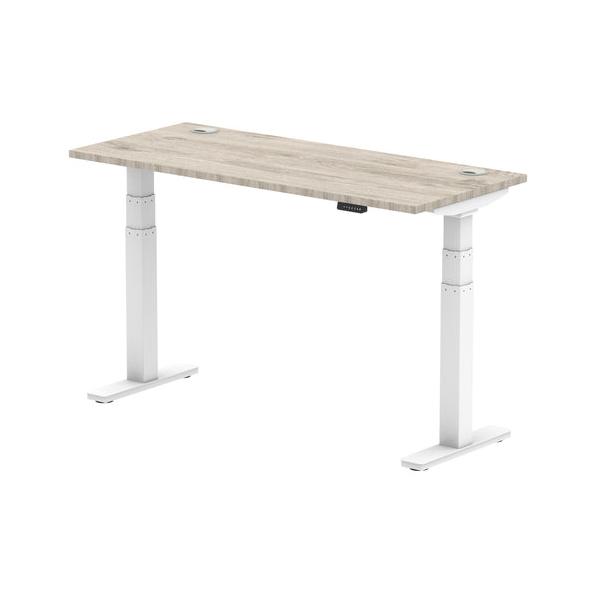 Dynamic Air Slimline Grigio, Bianco (dynamic Air 1400 X 600mm Height Adjustable Desk Grey Oak Top Cable Ports White Leg Ha01182 Dd)