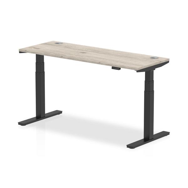 Dynamic Air Slimline Nero, Grigio (dynamic Air 1600 X 600mm Height Adjustable Desk Grey Oak Top Cable Ports Black Leg Ha01255 Dd)