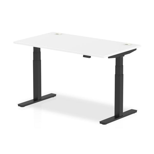 Dynamic Air Nero, Bianco (dynamic Air 1400 X 800mm Height Adjustable Desk White Top Cable Ports Black Leg Ha01214 Dd)