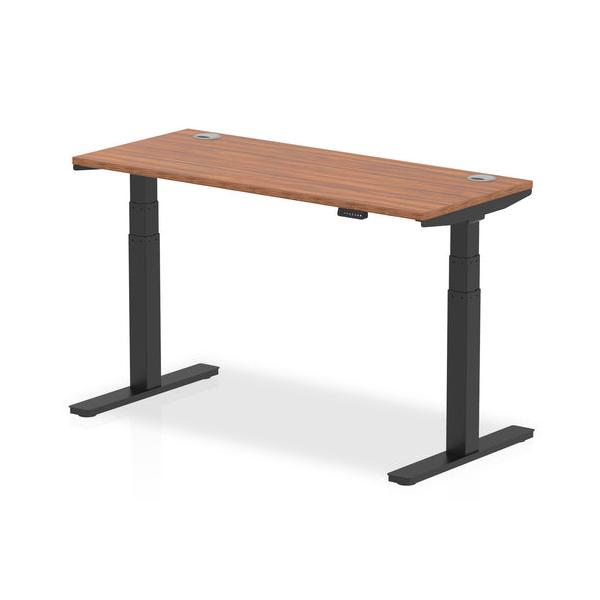 Dynamic Air Slimline Nero, Noce (dynamic Air 1400 X 600mm Height Adjustable Desk Walnut Top Cable Ports Black Leg Ha01230 Dd)