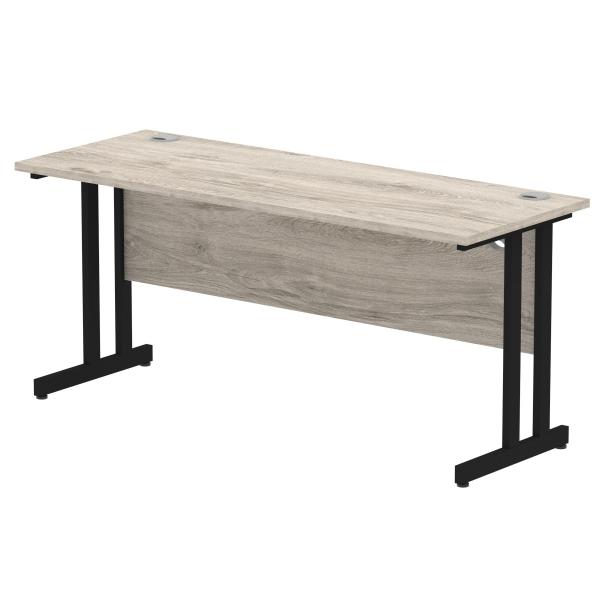Dynamic Mi003361 Scrivania (impulse 1600 X 600mm Straight Desk Grey Oak Top Black Cantilever Leg Mi003361 Dd)