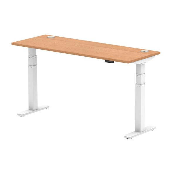 Dynamic Air Slimline Colore Quercia, Bianco (dynamic Air 1600 X 600mm Height Adjustable Desk Oak Top Cable Ports White Leg Ha01159 Dd)