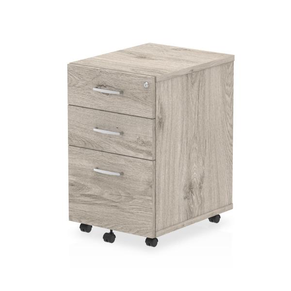 Dynamic I003226 Cassettiera Ufficio Quercia, Grigio Truciolare Rivestito Di Melamina [mfc] (impulse 3 Drawer Under Desk Pedestal Grey Oak I003226 Dd)