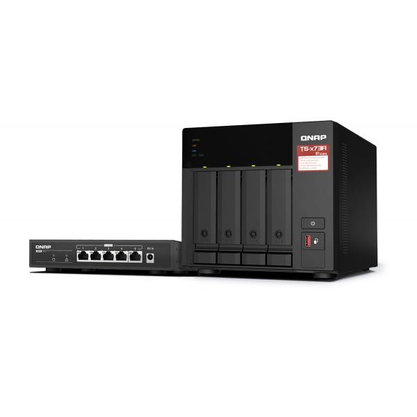 Qnap TS-473A-Sw5t 4-Bay Nas Amd Ryzen Embedded V1500b 4c/8t 2.2ghz 8gb Ddr4 Ram 2xsodimm Slots