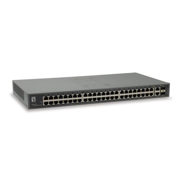 Levelone 50-Port Ethernet Switch, 2x Sfp/rj45 Combo Gigabit