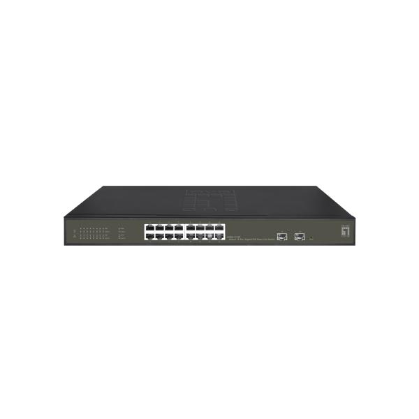 Levelone Switch 16x Ge GeS-2118p     2xgsfp 19" 230w 16xpoe+