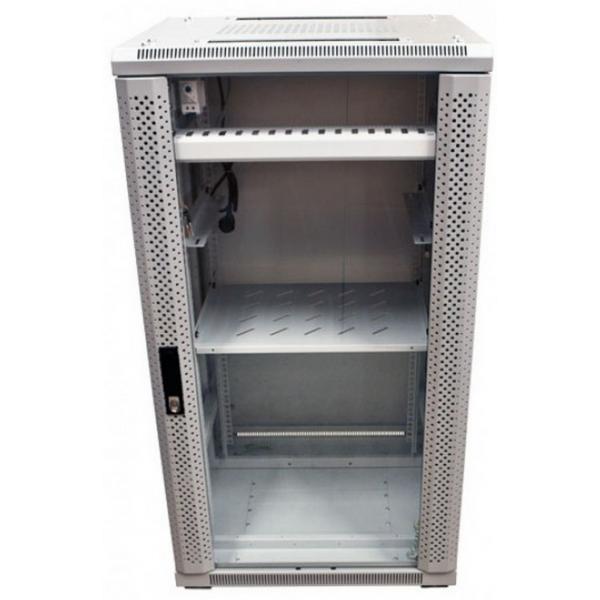 Allnet 19""schrank, 22he, B600/t 900mm, Glastür, Lichtgrau, SnB-Serie,