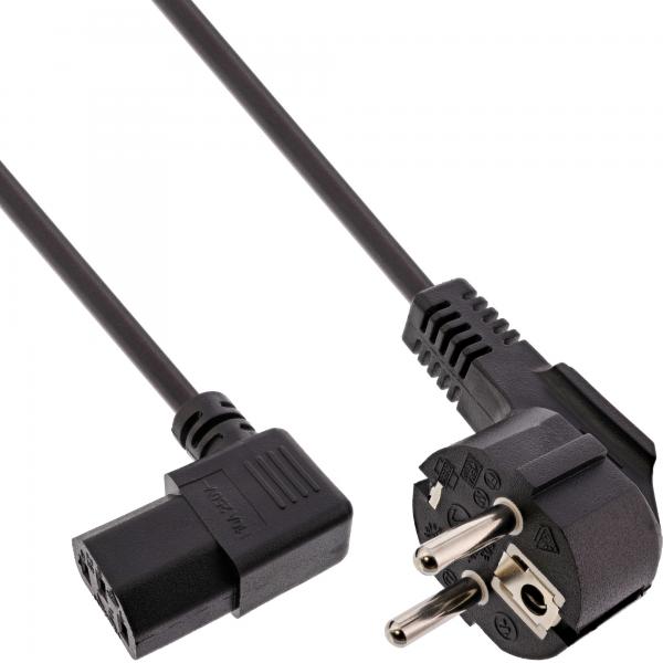 Inline Stromkabel - Cee 7/7 (m) Gewinkelt Zu Iec 60320 C13 Rechtwinklig - 1,8m -