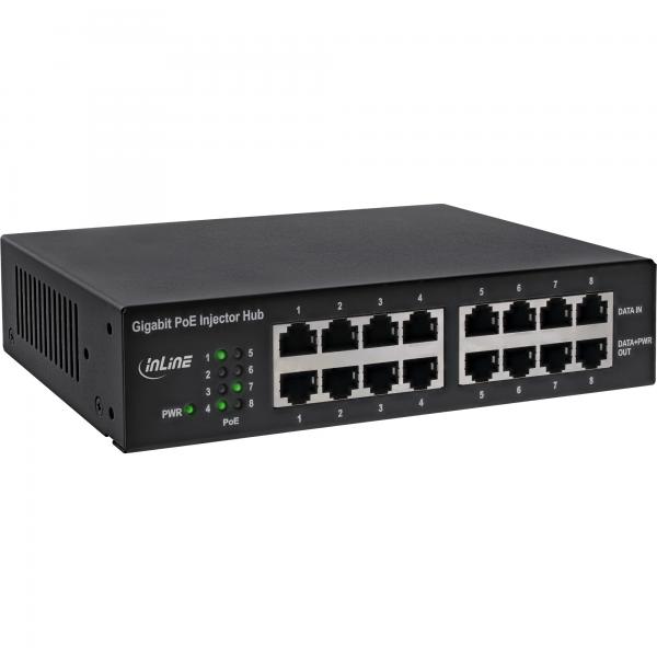 Inline Poe+ Gigabit Netzwerk Injektor Hub 8 Port (8x Poe+), 1gbit/s, 19" (winkel Enthalten)