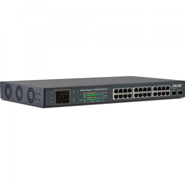 Inline Poe+ Gigabit Netzwerk Switch 24 Port, 1gbit/s, 2xsfp, 19" (winkel Enthalten)