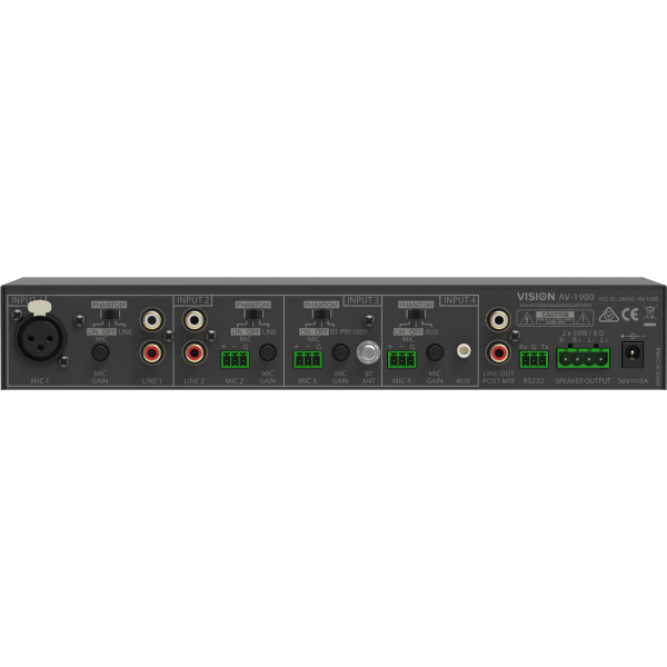 Vision Professioneller Digitaler AudiO-MixeR-Verstärker - 30 Jahre Garantie - 2 X 50 W (rms @ 8 Ohm) - Image 4