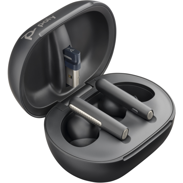Hp Poly Voyager Free 60+ Uc M Carbon Black Earbuds +bt700 UsB-C Adapter +touchscreen Charge Case - Image 3