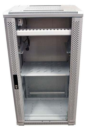 Allnet 19""schrank, 12he, B600/t 600mm, Glastür, Lichtgrau, SnB-Serie,