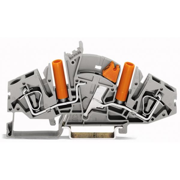 Wago 2L-FV-Längstrennklemme 6qmm 282-821 Grau Mit Prüfbuchsen Orange