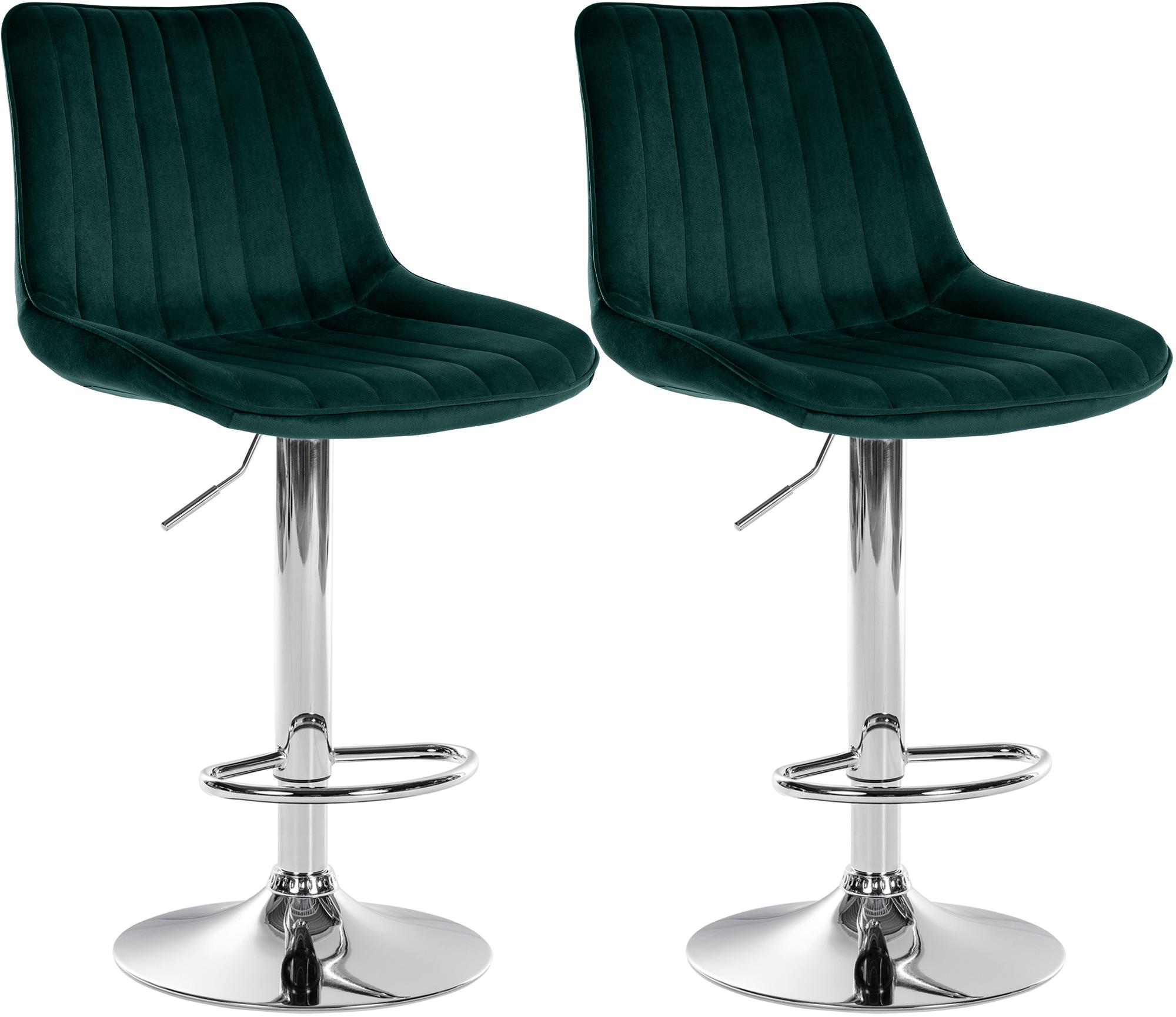 2er Set Barhocker Toni Samt Chrom