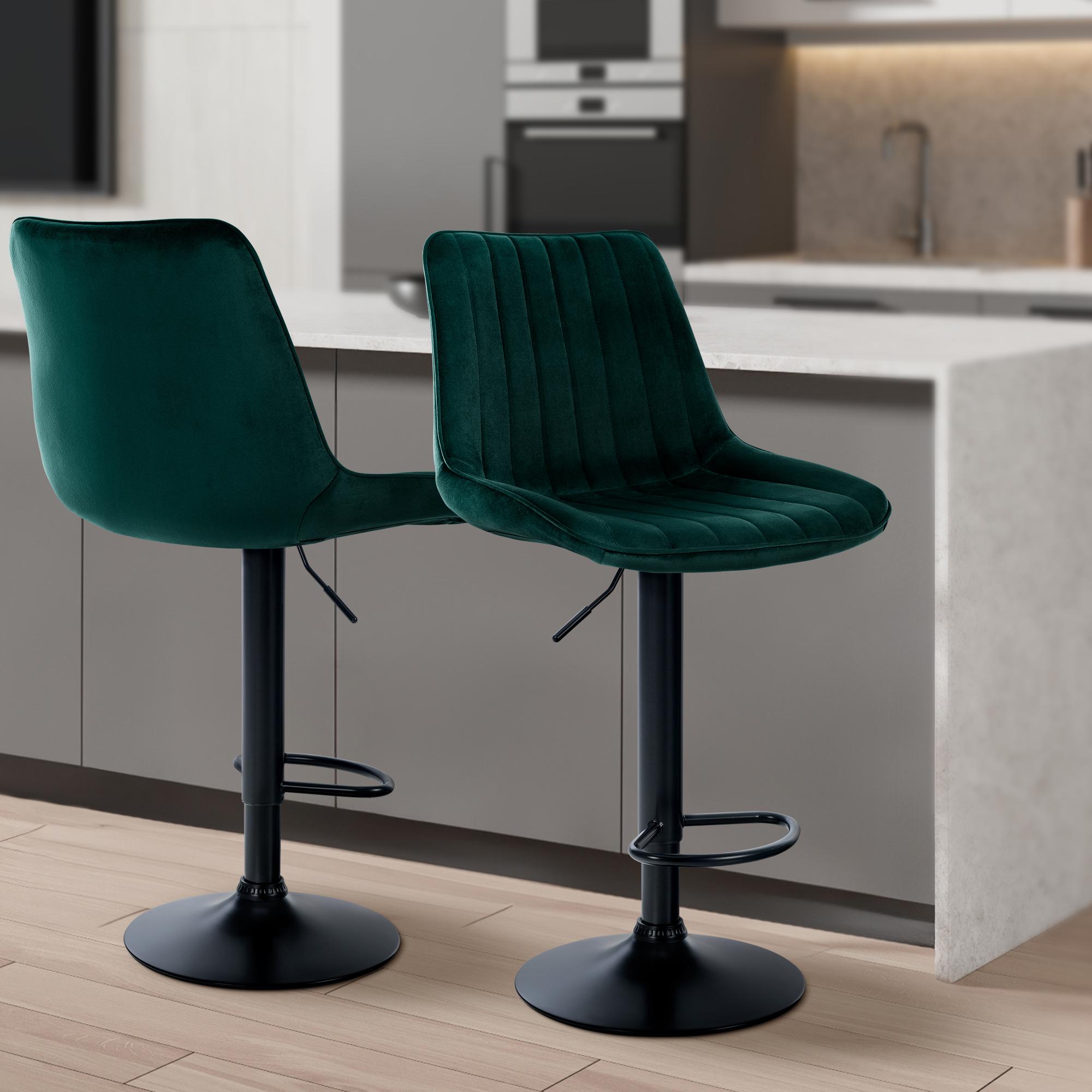 2er Set Barhocker Toni Samt Schwarz