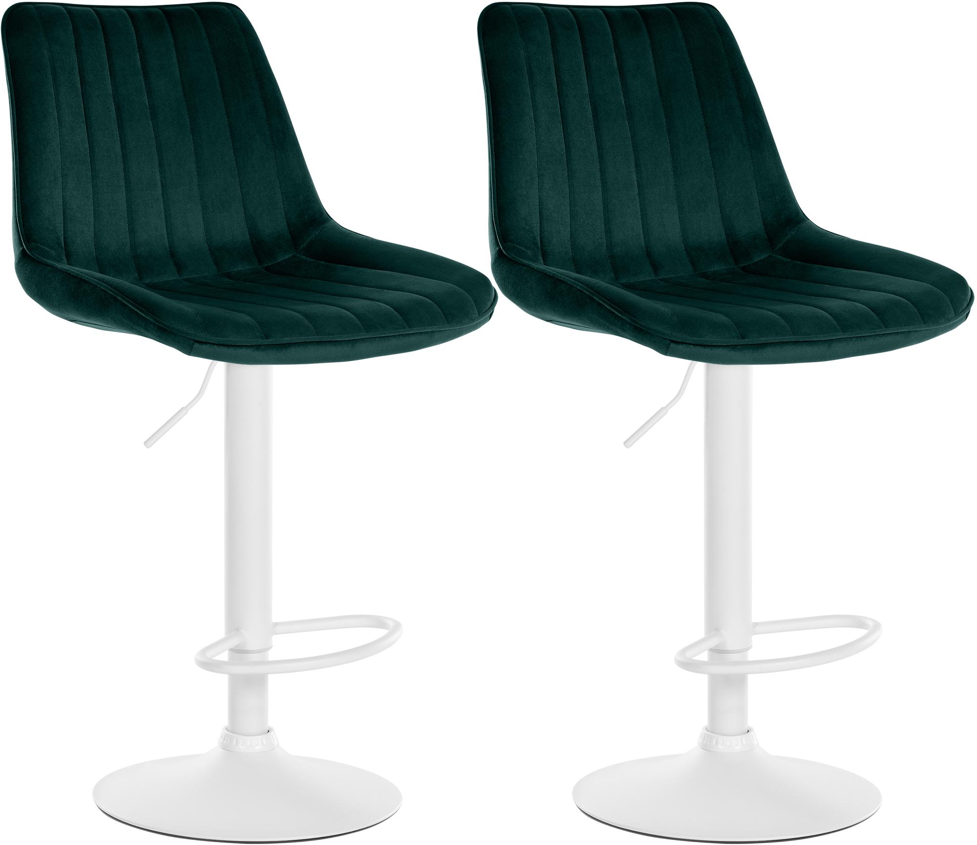 2er Set Barhocker Toni Samt Weiß
