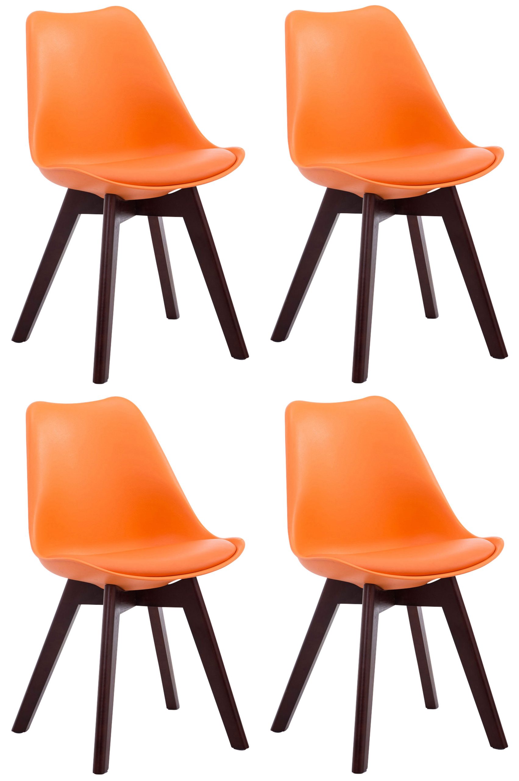 4er Set Besucherstühle Borneo V2 Walnuss Kunstleder
