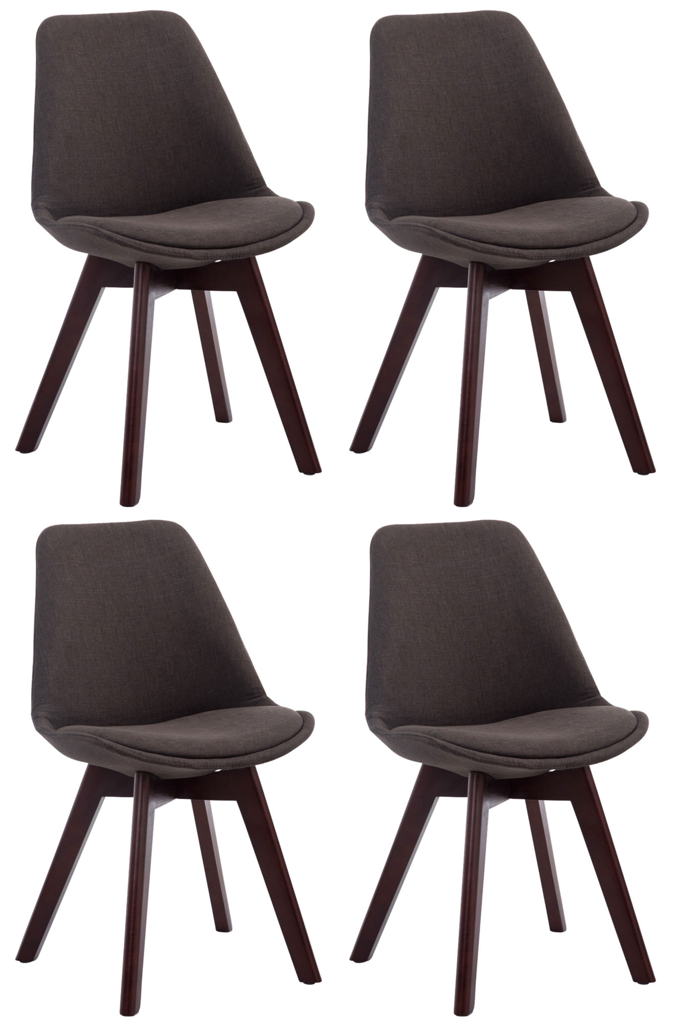 4er Set Besucherstühle Borneo V2 Walnuss Stoff