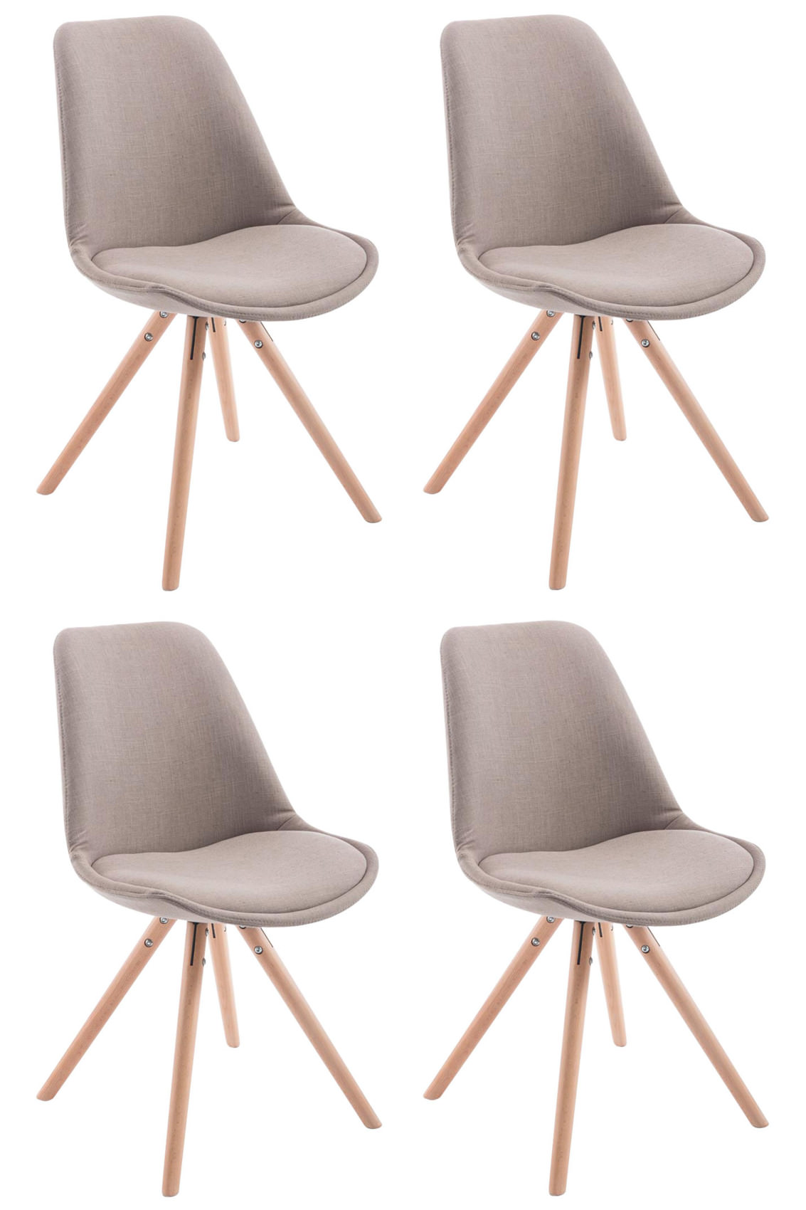 4er Set Stühle Toulouse Stoff Natura Rund
