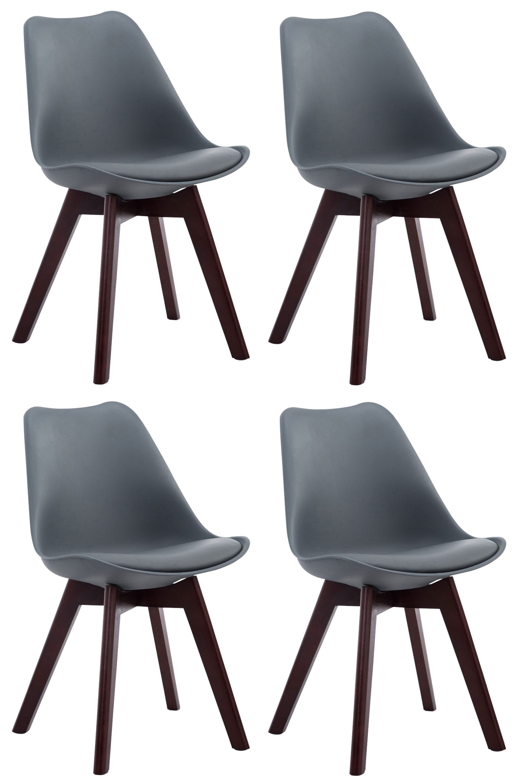 4er Set Besucherstühle Borneo V2 Walnuss Kunstleder