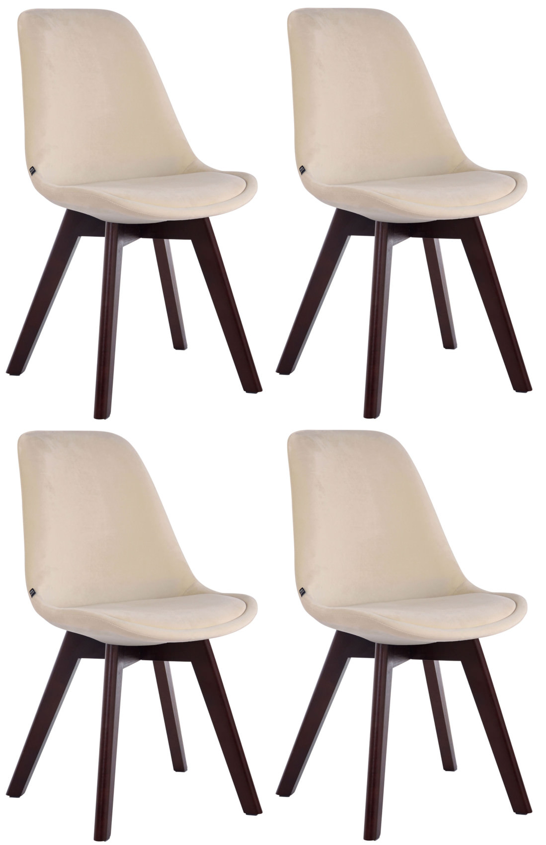 4er Set Besucherstühle Borneo V2 Samt Walnuss
