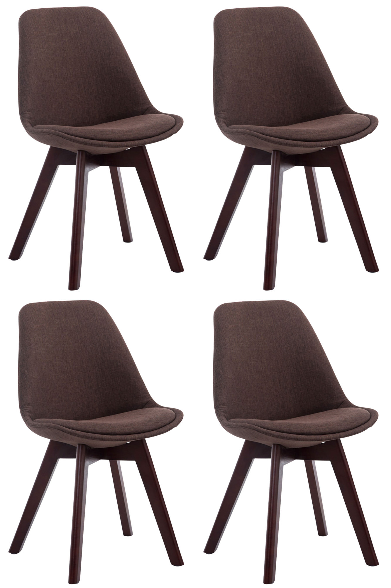 4er Set Besucherstühle Borneo V2 Walnuss Stoff