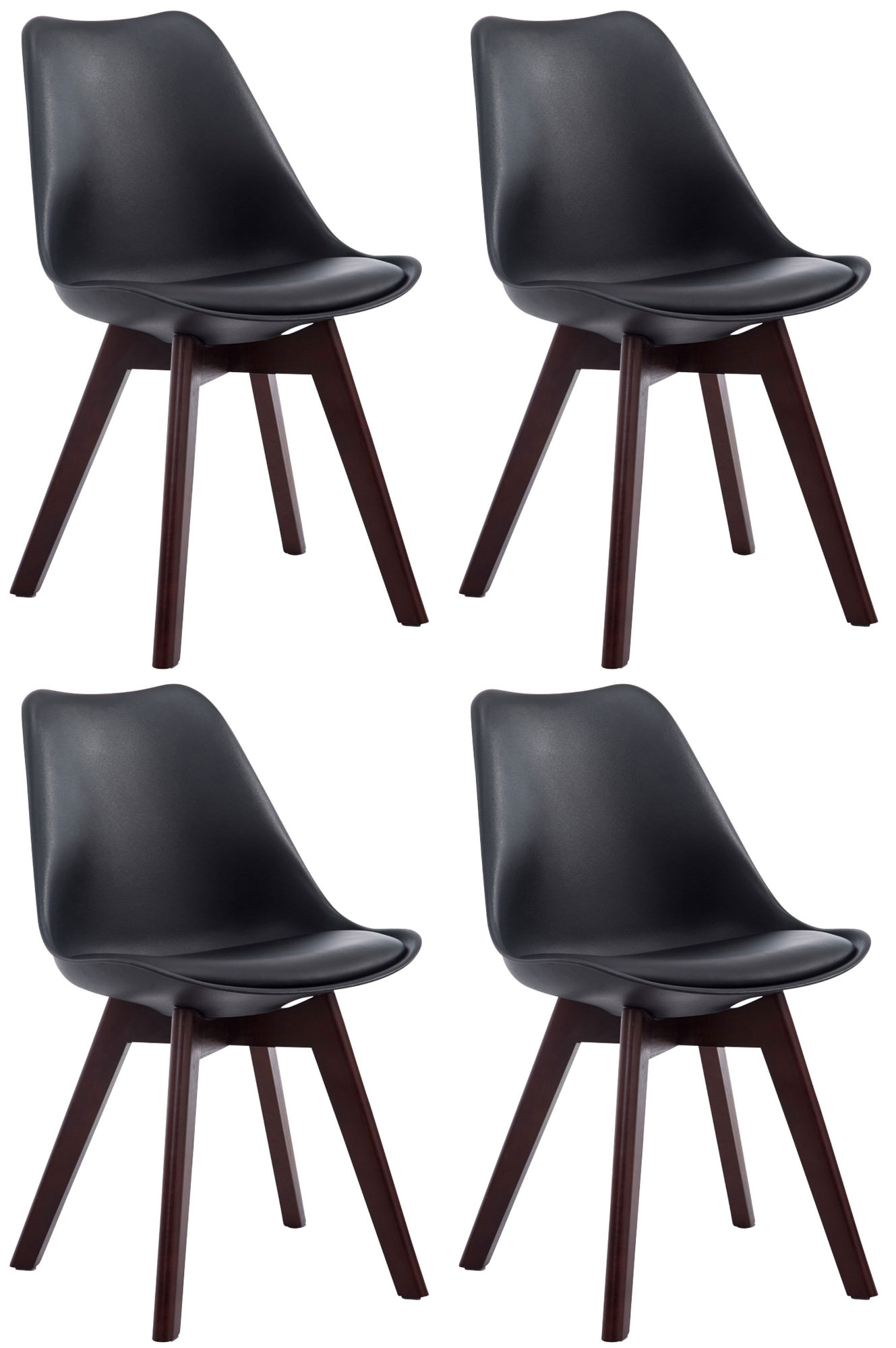 4er Set Besucherstühle Borneo V2 Walnuss Kunstleder