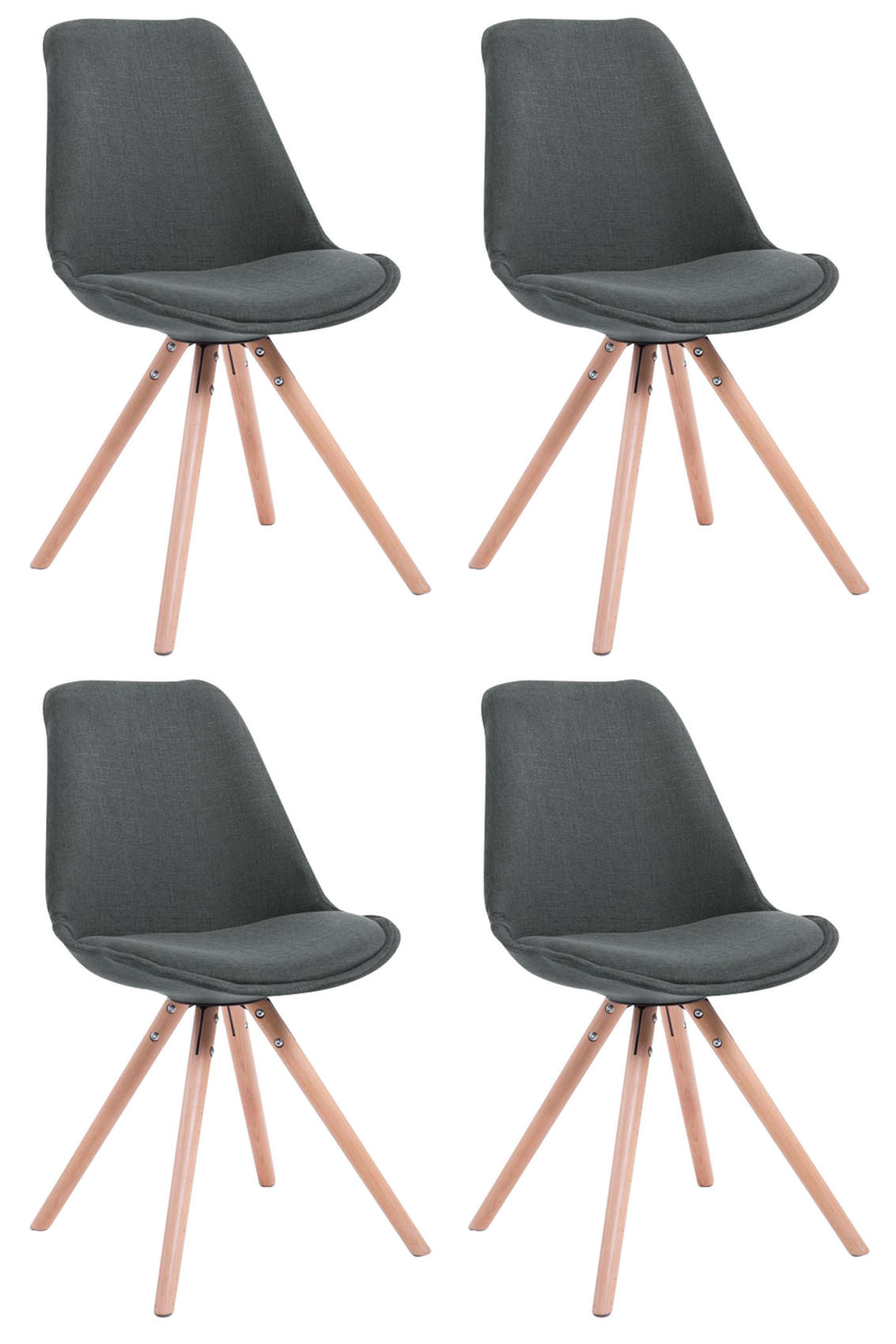 4er Set Stühle Toulouse Stoff Natura Rund