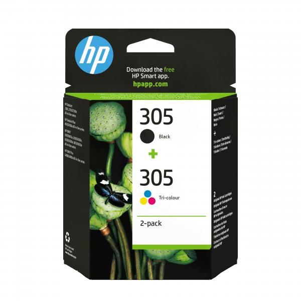 Confezione Da 2 Cartucce Di Inchiostro Nero In Tricromia Originali Hp 305 (6zd17ae)