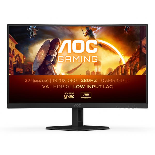 Monitor Curvo Per Pc Da Gioco Aoc - Fhd - 27 - Pannello Va - 280 Hz - 1 Ms - C27g4zxe