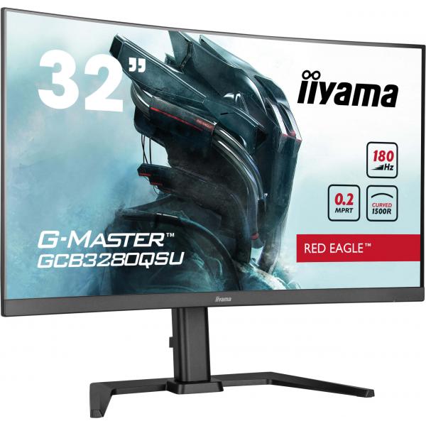 Monitor Pc - Iiyama - Gcb3280qsU-B2 - 31.5 Qhd - Va - 180hz - 0.2ms - Hub Hdmi/dp/usb - Supporto Regolabile - Curvo 1500r - Nero