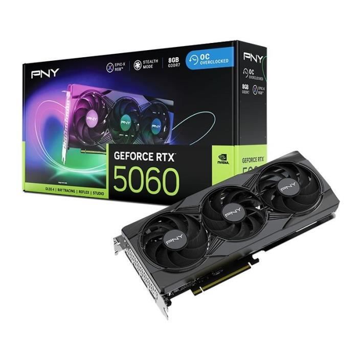 Pny - Scheda Grafica - Geforce Rtxâ„¢ 5060 - 8 Gb - Argb - Overclockata - Tripla Ventola - Dlss 4