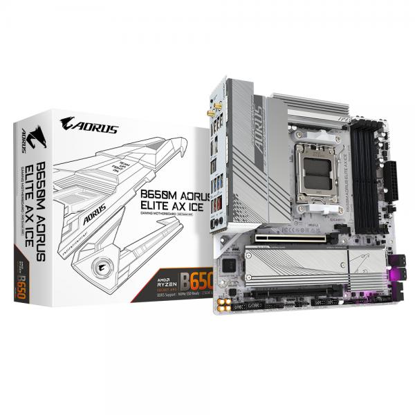 Scheda Madre - Gigabyte - B650m Aorus Elite Ax Ice - Micro Atx - WI-Fi 6e - Ddr5 Fino A 8000 Mhz