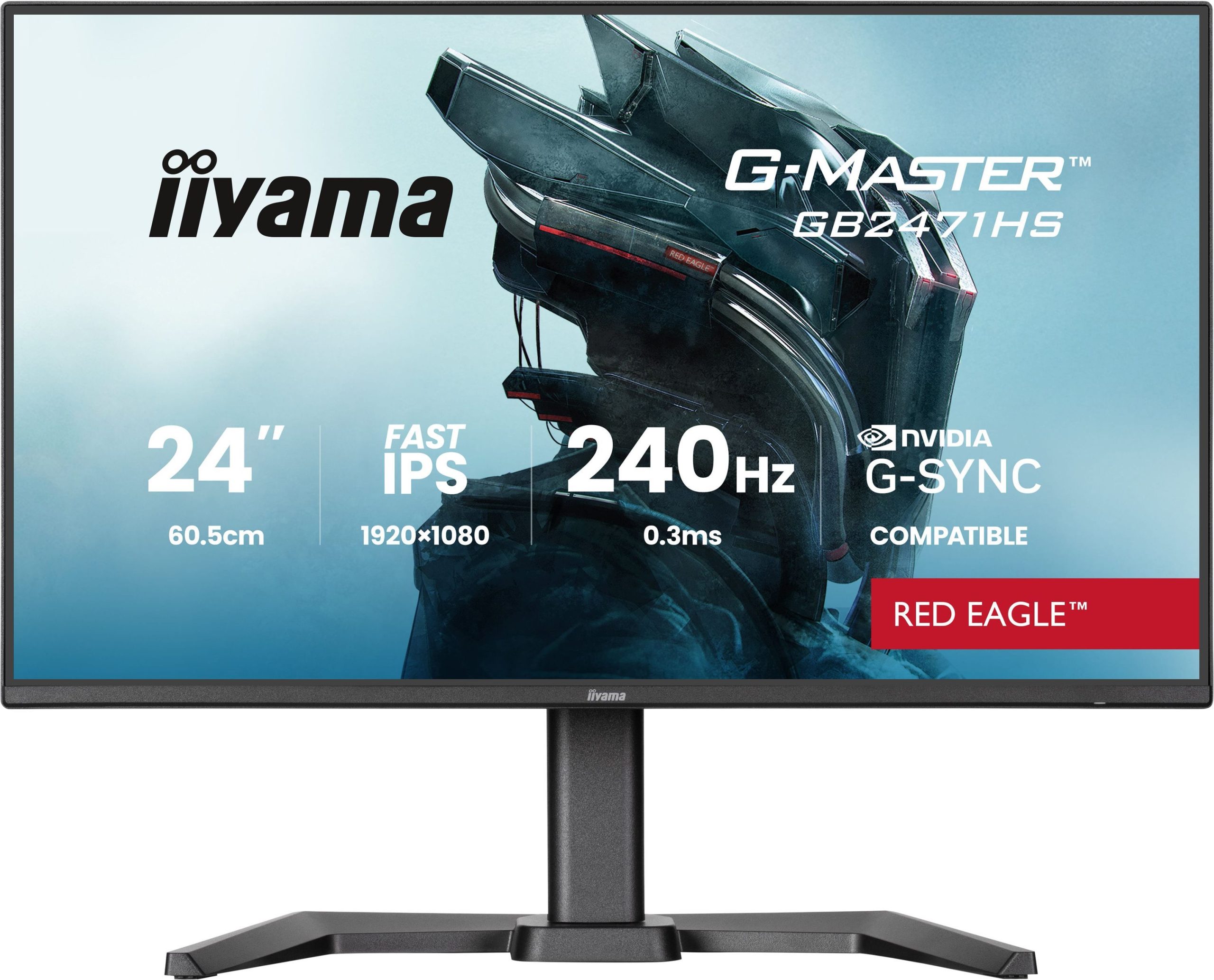 "monitor Per Pc Da Gioco - Iiyama - 23,8"" - Fhd - 240hz - Pannello Ips Veloce - 0,3 Ms - Altezza Regolabile - G-Master Red Eagle"
