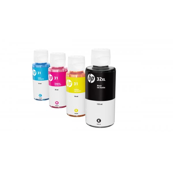Flacone Di Inchiostro Ciano Originale Hp 31 Da 70 Ml (1vu26ae) Per Hp Smart Tank 455/457/513/plus 555/plus 559/plus 570/plus 655