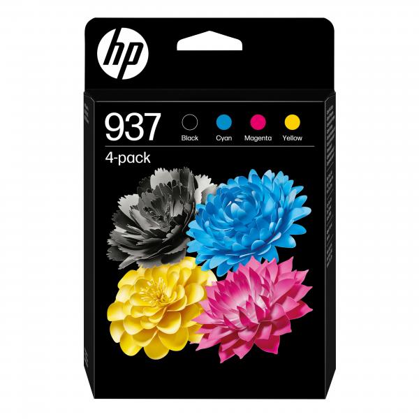 Cartuccia D'inchiostro Originale Hp 937, Confezione Da 4, Nero, Ciano, Magenta, Giallo