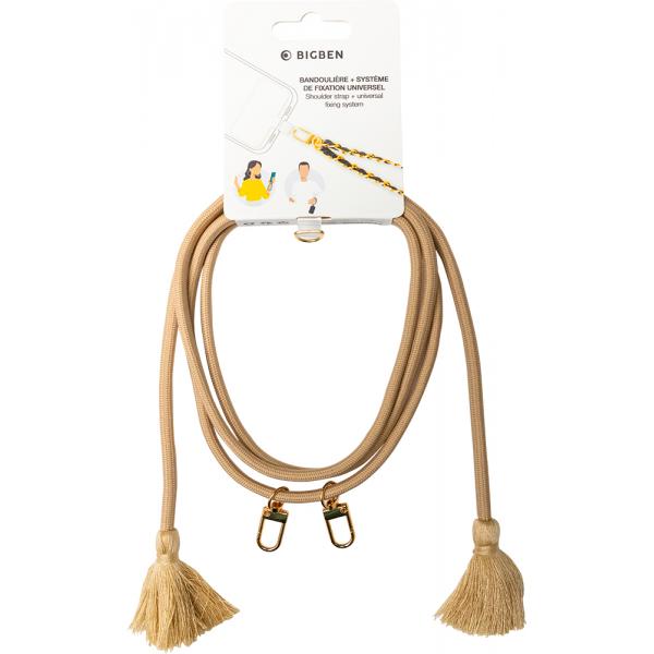 Beige Bandouliere Shell Con Bbc Pompoms