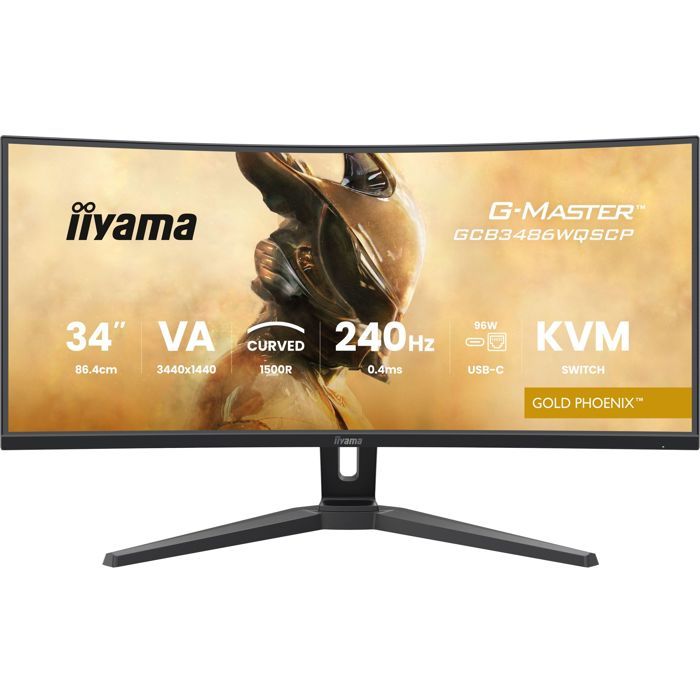 "monitor Da Gioco Curvo - Iiyama - 34"" - 240hz - Pannello Va - 0,4 Ms - Altezza Regolabile - G-Master Gold Phoenix"