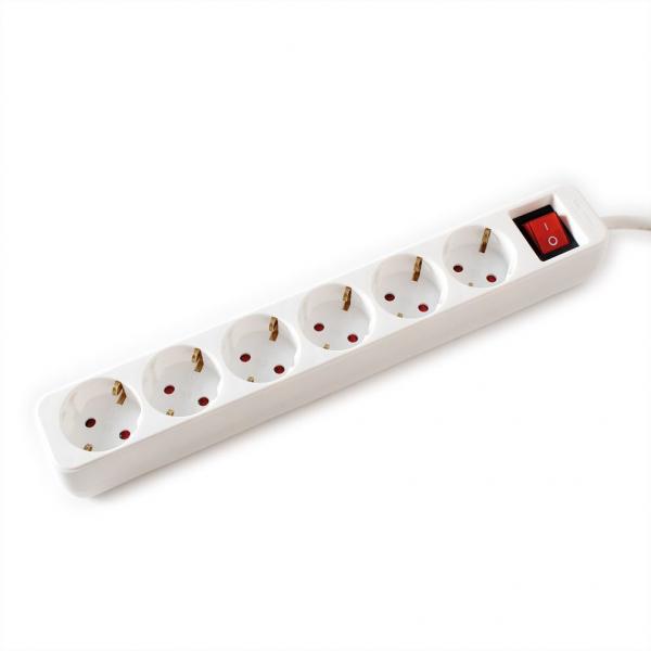 Value Power Strip, 6x, Con Interruttori, Bianco, 1.5m, Shuko