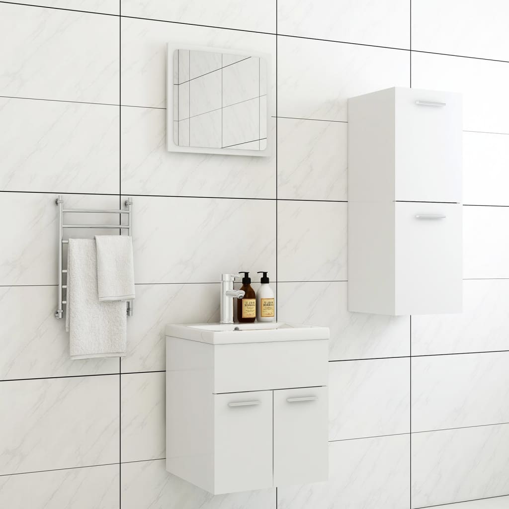 Set Mobili Da Bagno Bianco In Truciolato